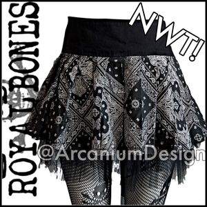 ❌SOLD XL NWT Royal Bones by Tripp Black Bandana Miniskirt Goth Gothic Punk Witch